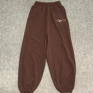 Nike Swoosh Woven Parachute Nylon Sweatpants Earth Brown Women's Size S